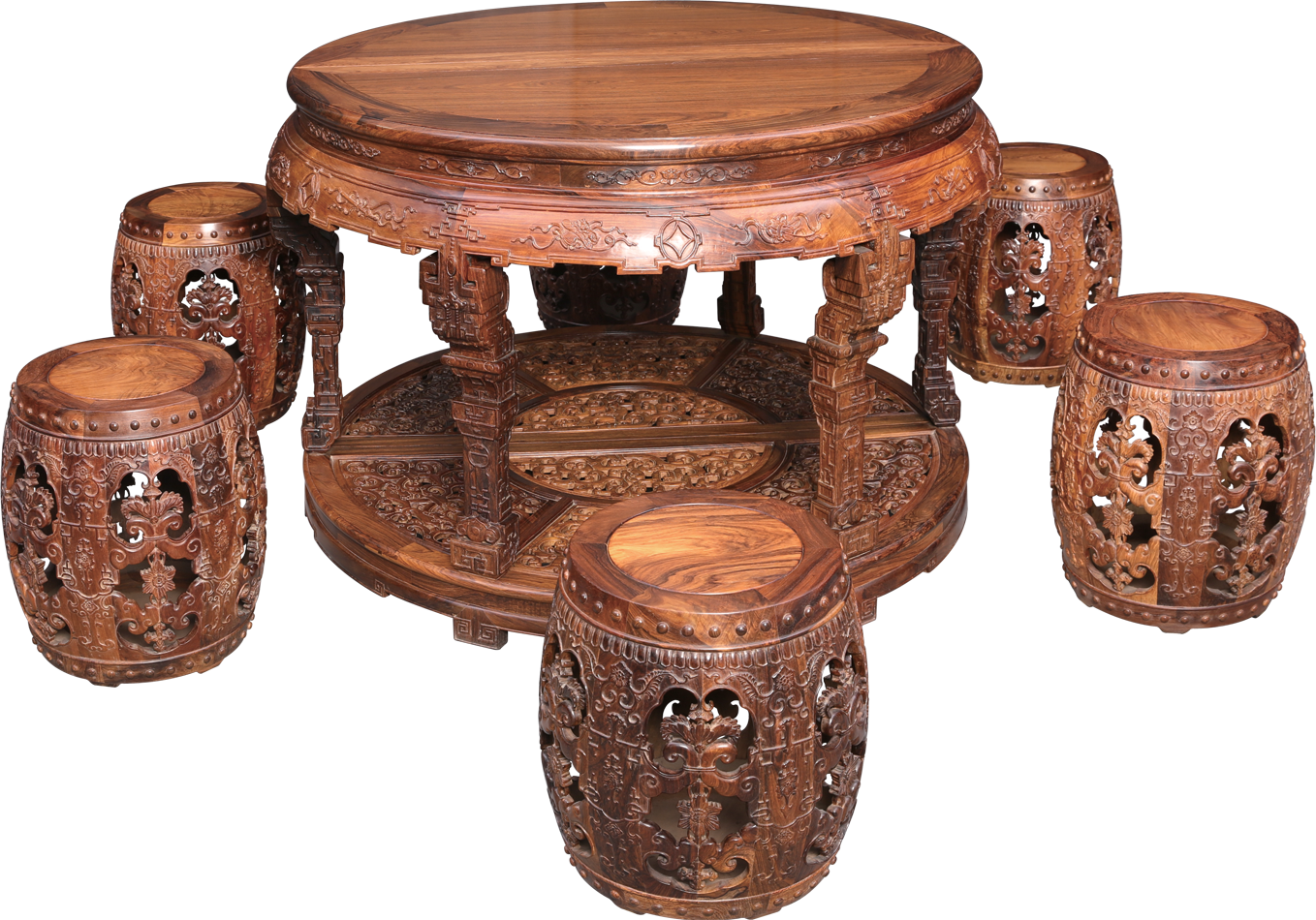 西番蓮紋拼桌帶凳