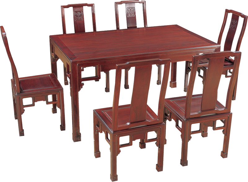 回紋長方桌帶椅