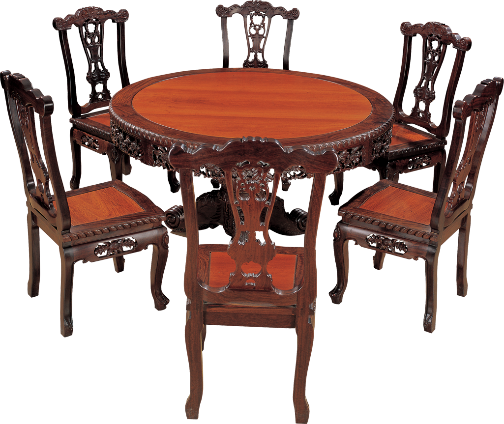 獨(dú)梃西洋花紋圓桌帶椅