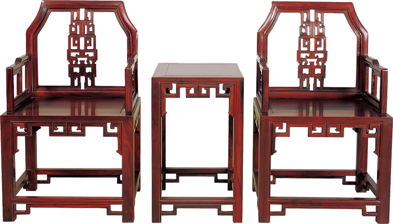 拐子紋扶手椅帶幾