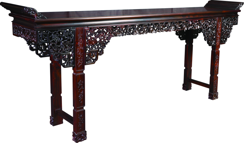 透雕靈芝紋翹頭案