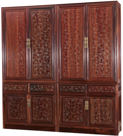 嵌銀絲冰梅紋頂箱柜