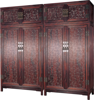 嵌銀絲冰梅紋頂箱柜