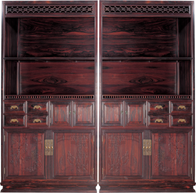 山水人物圖柜格